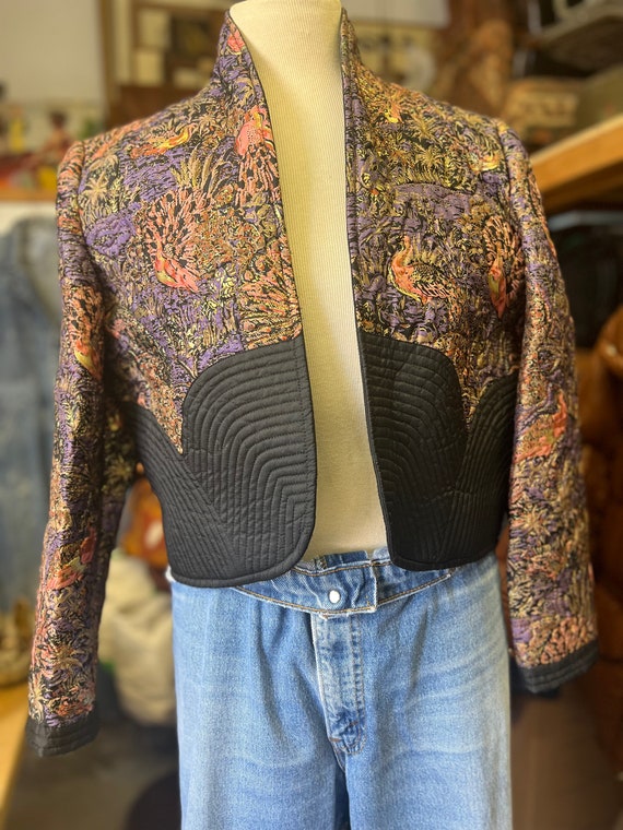 Vintage Thai Silk Quilted Crop Jacket - image 4