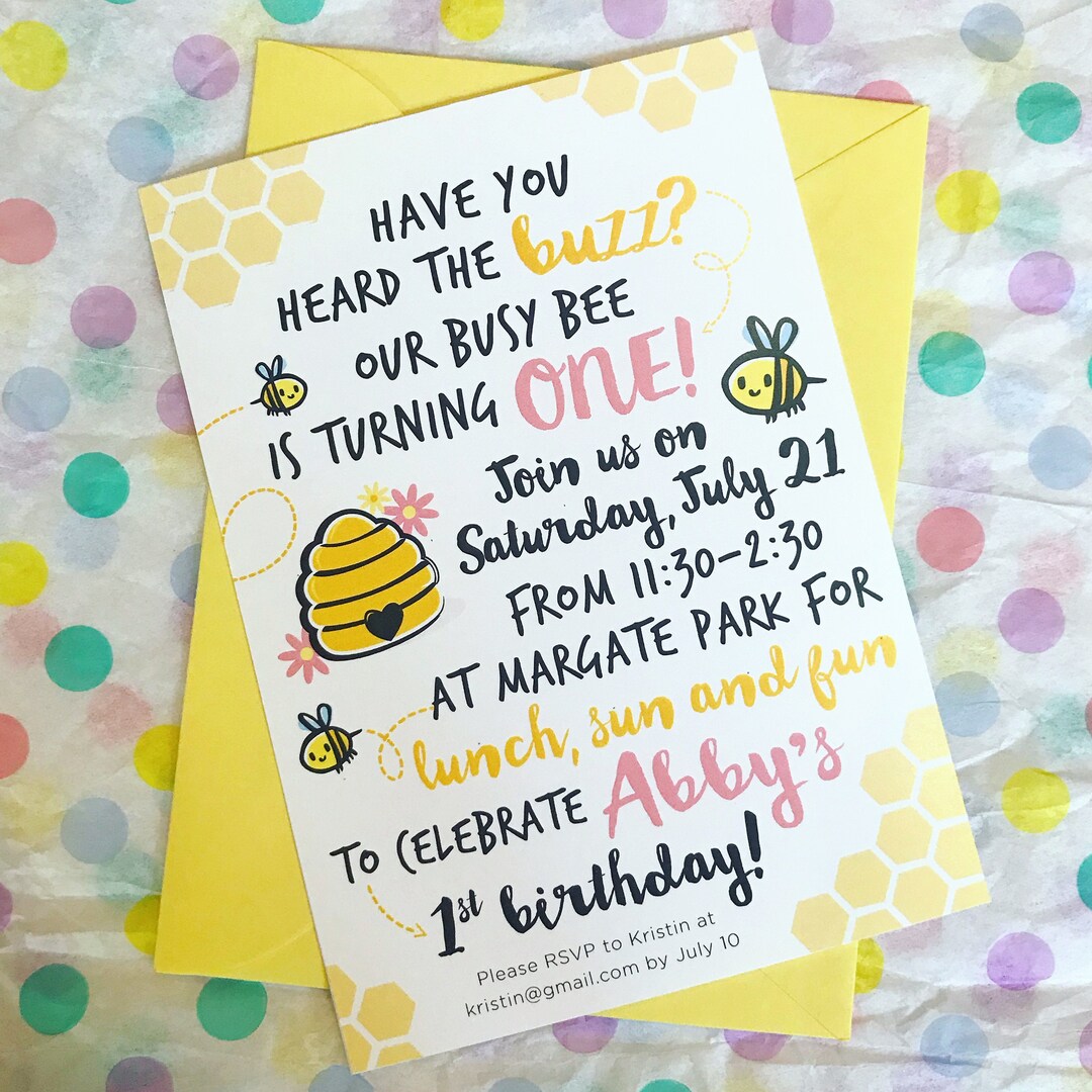 Bumble Bee Birthday Invitation (printable PDF) - Etsy
