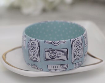 Camera Bangle Bracelet – Photographer Gift, Handmade Jewelry