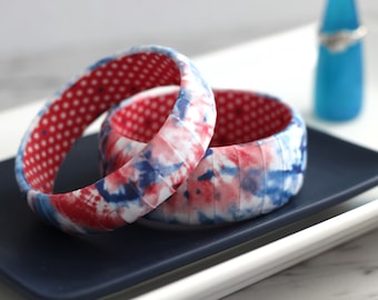 Tie Dye - 4th of July Bracelet - Patriotic Bangle Bracelet - 4th of July Accessories