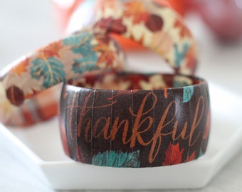 Thankful Fall Bangle Bracelet – Autumn Leaves Jewelry