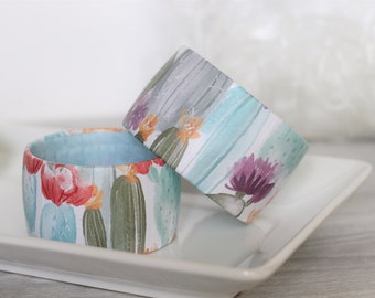 Cactus Bangle Bracelet - Water Color Cactus Bracelet - Wearable Art Bracelet - Cactus Jewelry - Springtime Jewelry