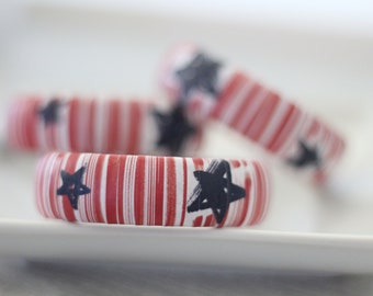 4th of July Bracelet - Patriotic Jewlery - Military Wife Gift - Stackable Bracelets