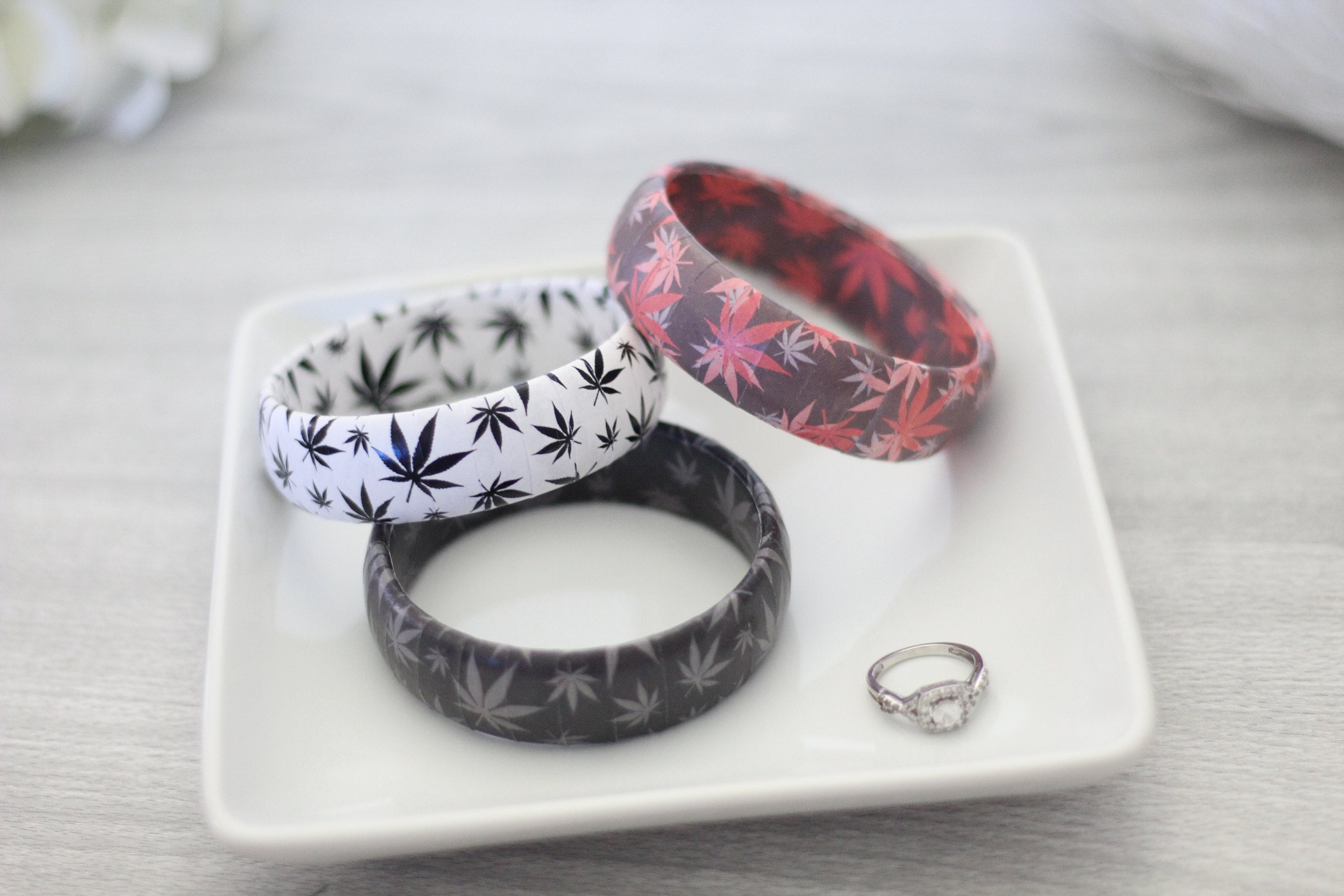 Marijuana Leaf Bracelet Cannabis Bangle Bracelet Weed Jewelry Pot Leaf