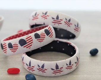 Patriotic Bracelet - Patriotic Heart Bracelet - Patriotic Cannabis Gift - Stackable Bracelets