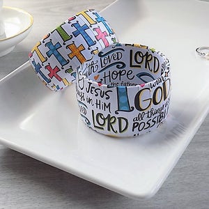 Christian Bangle Bracelet – Religious Crosses & Words, Handmade