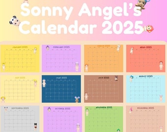 2024 Printable Calendar Sonny Angel Inspired Mini Calendars DIGITAL