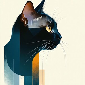 Abstract Cat Art Print: High-Resolution Modern Wall Decor