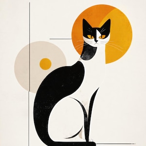 Abstract Cat Art Print: High-Resolution Modern Wall Decor