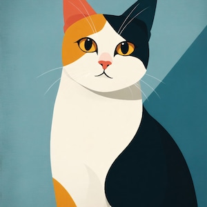 Abstract Cat Art Print: High-Resolution Modern Wall Decor