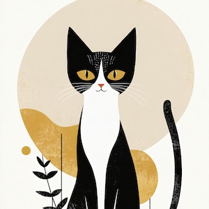 Abstract Cat Art Print: High-Resolution Modern Wall Decor
