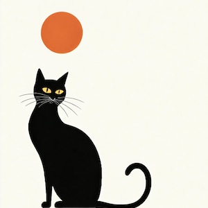 Abstract Cat Art Print: High-Resolution Modern Wall Decor