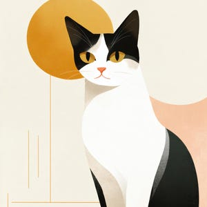 Abstract Cat Art Print: High-Resolution Modern Wall Decor