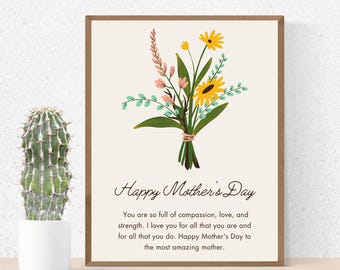Cartão de Agradecimento para o Dia das Mães – Conjunto de Cartões para Imprimir + Pacote Bônus de Marcadores de Livro e Colagem | Editável no Canva