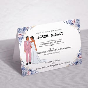 Carte de mariage, invitations classiques au mariage, invitations minimalistes carte de correspondance de mariage, carte d'invitation de mariage, carte de moment heureux, carte de mariage bleue