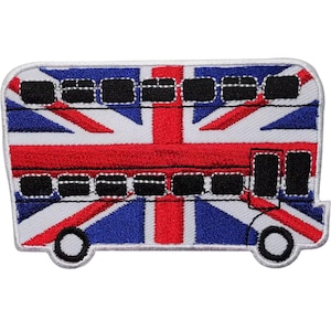 London Bus UK Flag Embroidered Iron / Sew On Patch Clothes Jacket Badge Transfer