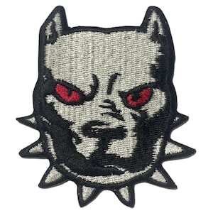 Angry Pitbull Dog With Red Eyes Iron On patch Embroidered Sew On Applique Badge