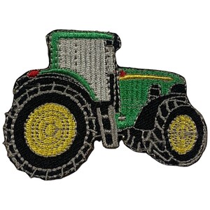 May include: Green and black embroidered tractor patch with yellow wheels.