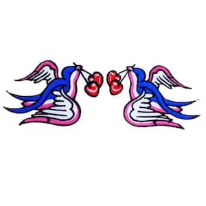 Birds Pair Iron On Patch Embroidered Sew On Applique Badge