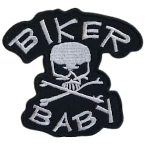 Gesticktes Biker Baby Motorrad Gesicht Aufnäher zum Aufbügeln