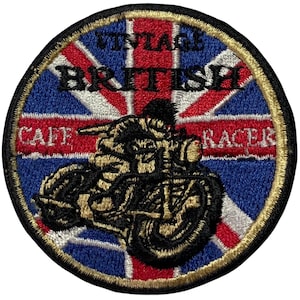 Vintage British Cafe Racer Biker Patch – Iron-On Sew-On Embroidered Applique Badge