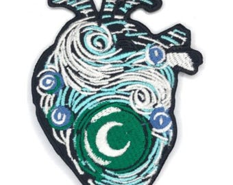 écusson brodé à coudre coeur Van Gogh thermocollant appliqué sur un badge