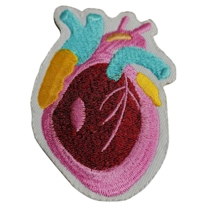 Anatomical Heart Iron-On Sew On DIY Embroidery Patch Applique Decorative Patch Anatomy Badge Clothing Jacket Jeans Medical Student Gift
