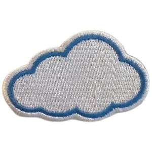 May include: White embroidered cloud patch with a light blue outline.