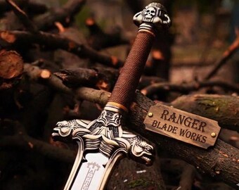 Épée barbare fabriquée à la main - Acier au carbone, présentoir médiéval, accessoire de cosplay, cadeau pour lui