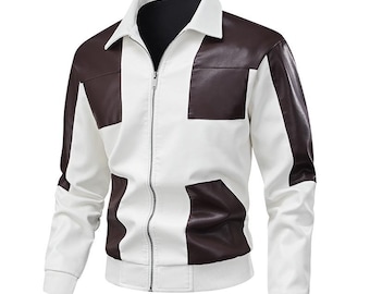 Blouson moto homme coupe slim en similicuir