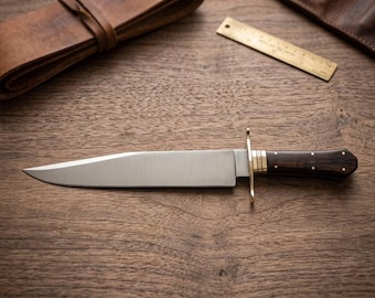 Couteau Bowie artisanal personnalisé, couteau de chasse en acier au carbone forgé à la main, couteau Bowie de collection à lame fixe, couteau de chasse de qualité supérieure, cadeau pour homme