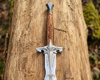 Épée fantaisie de style oriental faite main, manche en bois sculpté, lame en acier inoxydable