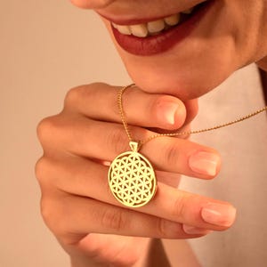 Gold Flower of Life Necklace: Sterling Silver Sacred Geometry Pendant