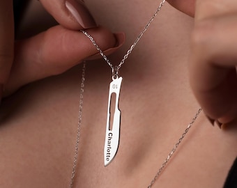 Personalized Knife Necklace: Sterling Silver Blade Pendant, Custom Jewelry
