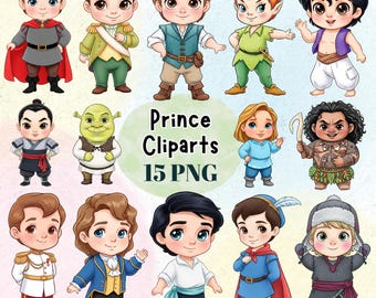 Pacote de Cliparts de Príncipe, Clipart de Festa de Aniversário de Príncipe, Flynn Rider, Príncipe Encantado, Príncipe Adam, Clipart de Príncipe Fofo, Clipart de Coroa Real
