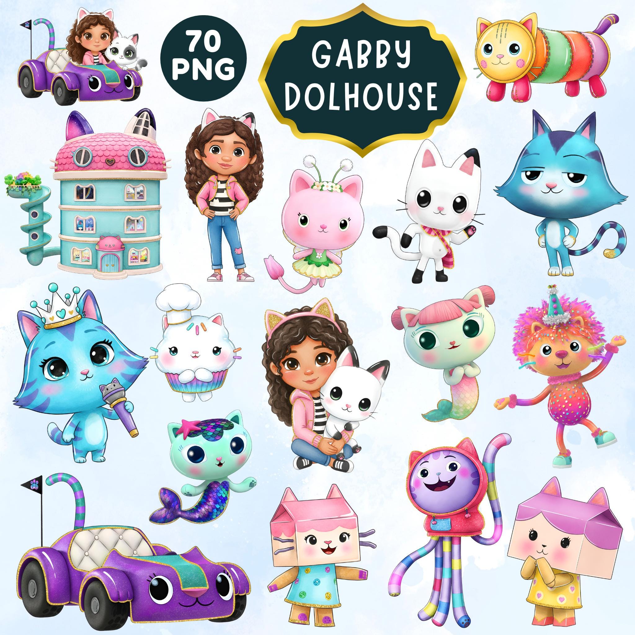Gabby出品　まとめて15個 GABBY's Dollhouse Deluxe Figures BUNDLE Travel Gabby And Camping