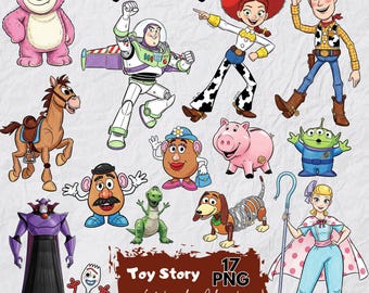 Pakiet akwarelowych clipartów Toy Story, Postać z Toy Story, Pobieranie cyfrowe, Woody, Buzz Lightyear, Jessie, Mr. Potato, Bo Peep, Hamm, Slinky