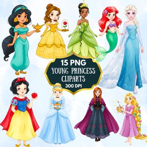 Young Princess Clipart, Hand Drawn, Princess PNG, Princess Clip Art,  Princess Watercolor Clipart, Baby Shower, Gift for Her, Birthday Gift
