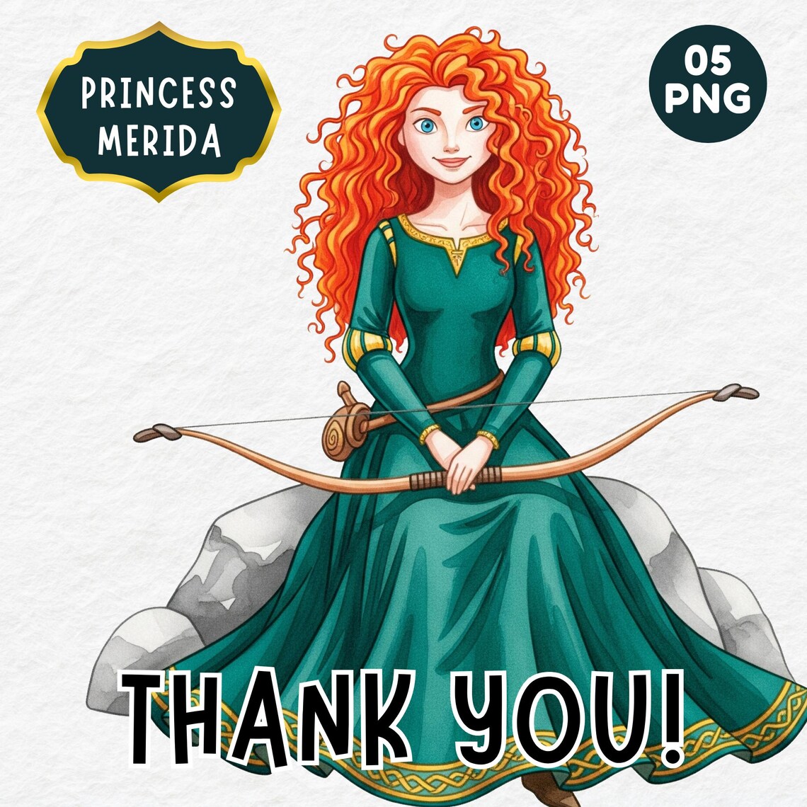 Merida Watercolor Clipart, Watercolor Princess, Brave Merida Fairytale ...