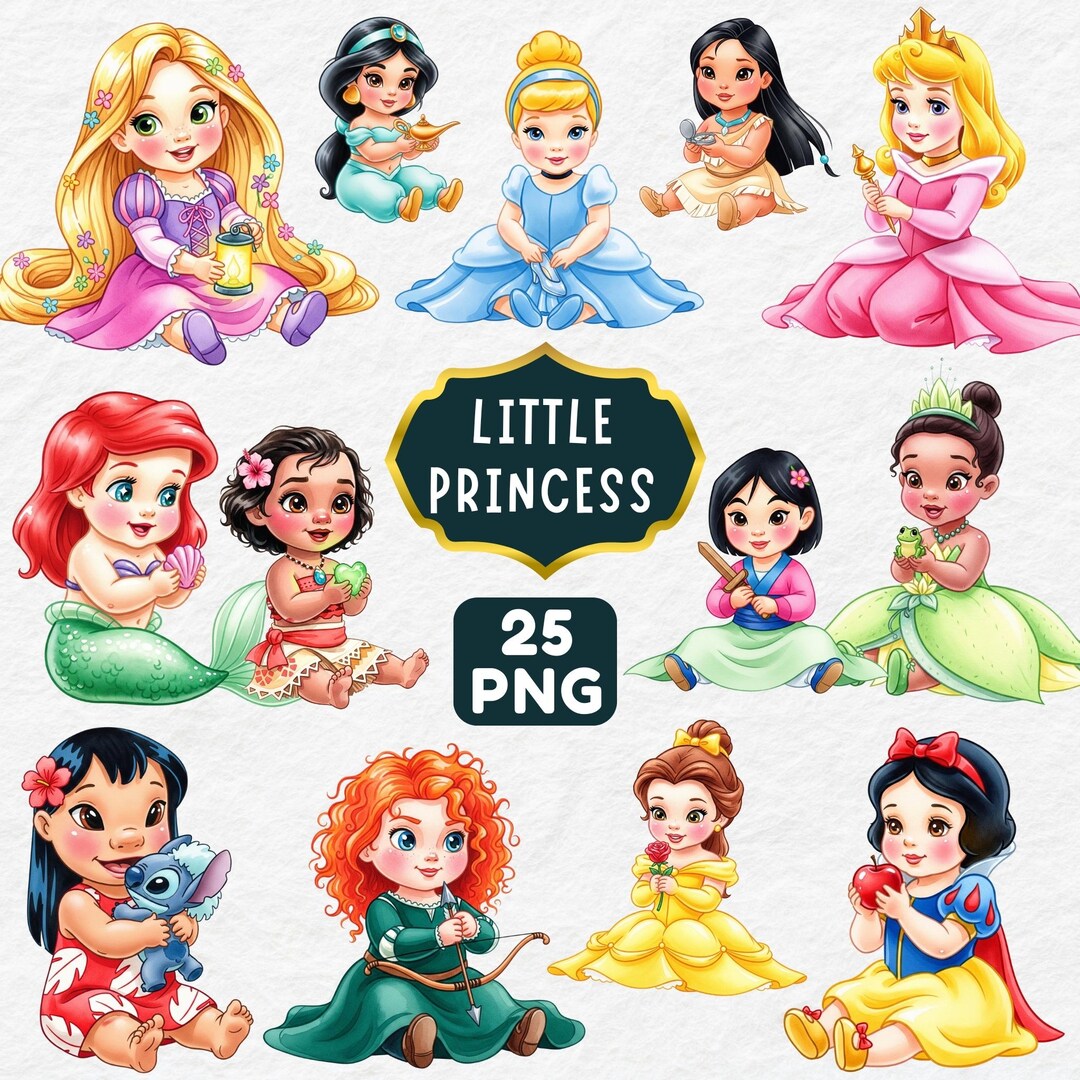 Cute Little Princess Watercolor Clipart, Fairytale Princess, Cute ...