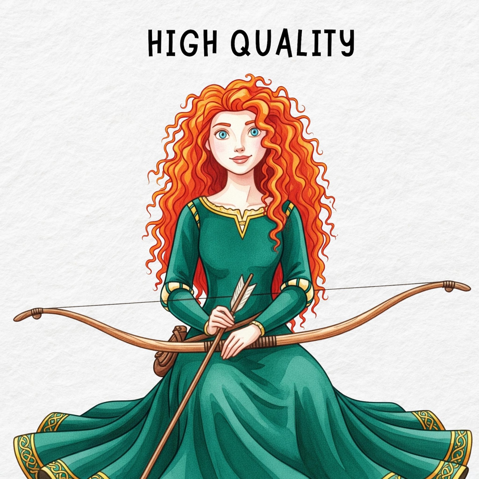 Merida Watercolor Clipart, Watercolor Princess, Brave Merida Fairytale ...