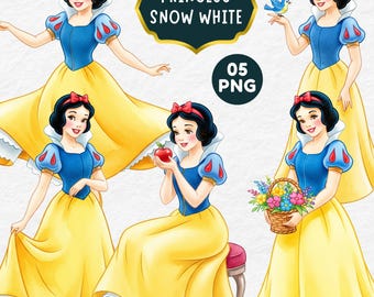 Snow White Watercolor Clipart, Watercolor Princess, Snow White Fairytale Princess, Snow White Birthday, Hand Drawn, Snow White Cake Topper