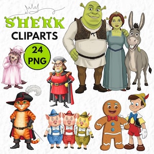 Shrek PNG Bundle, 24 Shrek Cliparts, Instant Download, Shrek Birthday Party, Shrek Family, Shrek Printable PNG, Shrek Gifts