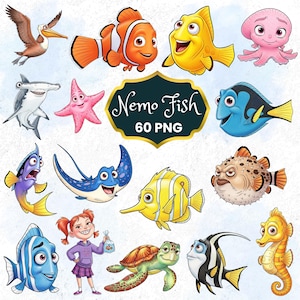 Finding Nemo PNG Clipart, Dory Nemo PNG, Nemo Shirt Cake Topper, Nemo Birthday, Nemo PNG Files for Cricut, Watercolor Nemo, Nemo Hand Drawn