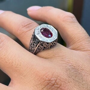 Handmade Sterling Silver 925 Ruby Ring: Vintage Design