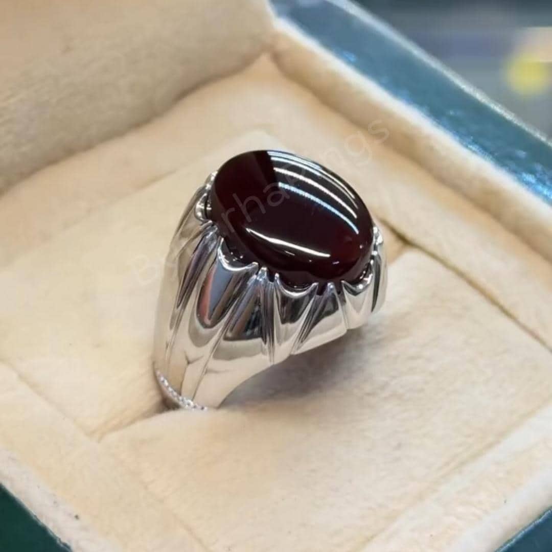 Handmade Dark Red Agate Ring, Sterling Silver 925, Mens Jewelry - Etsy