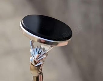 Handmade Islamic Black Aqeeq Agate Men’s Ring 925 Sterling Silver Carnelian Aqeeq Ring Shia Ring