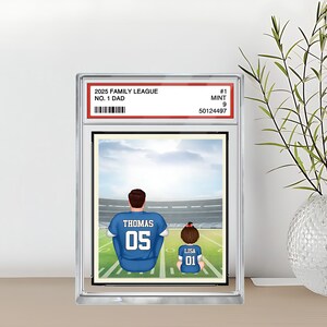 Plaque personnalisée en blocs acryliques, football no. 1, papa, grand-père, homme et enfants, carte à collectionner, anniversaire, cadeau de fête des pères pour amateur de football américain