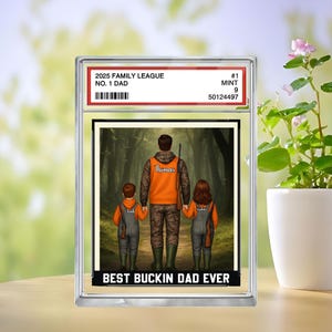 Tarjeta coleccionable de caza n.° 1: Papá, abuelo, hombre y niños. Placa de bloque para el mejor papá cazador de la historia. Regalo para el Día del Padre para papá cazador y esposo.