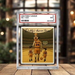 Cartão colecionável nº 1, pai e avô do basquete, homem e filhos, placa de acrílico personalizada, presente de dia dos pais para pai e marido do basquete
